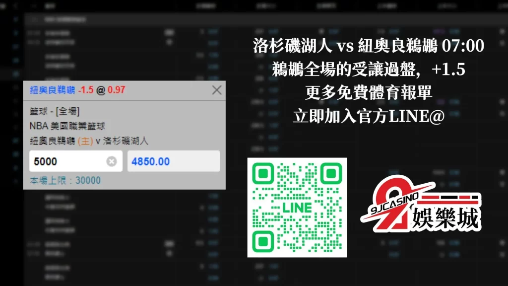 nba運彩分析-0205 洛杉磯湖人 vs 紐奧良鵜鶘 0700-3a娛樂城